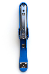 Blue stapler isolated on white background.