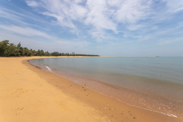 Haikou beach and sea, sky, clouds, palm trees Hainan, China