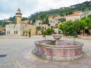 View of the Fakhreddine II Palace and the main square in Deir Al-Qamar, Lebanon