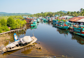 Traditional Vietnamese fishing boats in Phu Quoc, Vietnam