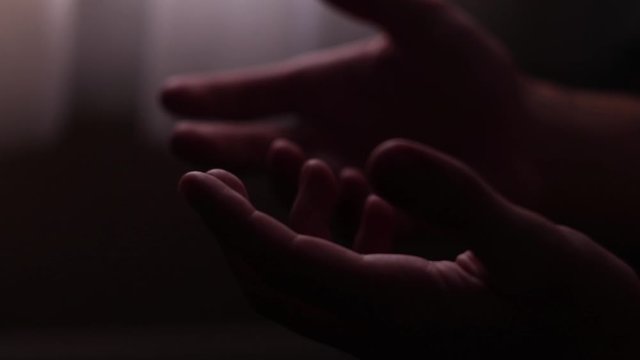 Hands Held Out and Folded in Prayer