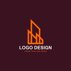 Architectural logo design vector. Real estate line logo design. Home abstract illustration.