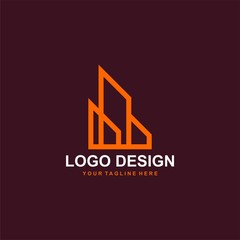 Fototapeta premium Architectural logo design vector. Real estate line logo design. Home abstract illustration.