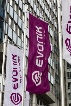 essen, North Rhine-Westphalia/germany - 18 10 18: evonik flags in essen germany
