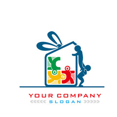Gift Logo Template with Human Puzzle