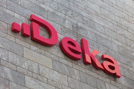 frankfurt, hesse/germany - 11 10 18: deka invest sign in frankfurt germany