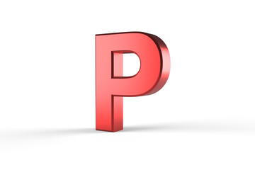 3D Red Letter P Isolated White Background