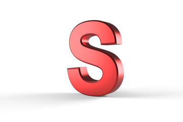 3D Red Letter S Isolated White Background