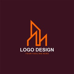 Architectural logo design vector. Real estate line logo design. Home abstract illustration for your business company.