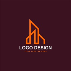 Fototapeta premium Architectural logo design vector. Real estate line logo design. Home abstract illustration for your business company.
