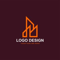 Architectural logo design vector. Real estate line logo design. Home abstract illustration for your business company.