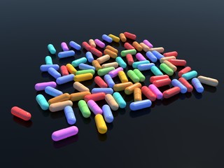 Heap of colorful drugs and pills