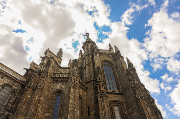 Gothic facade of Astorga Cathedral, in the province of Leon, Spain..
