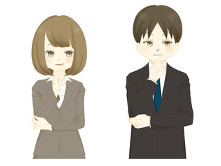 スーツ-企む女性・男性