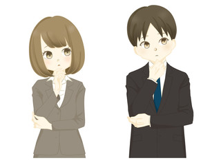 スーツ 頭を抱える女性 男性 ショック Wall Mural Wallpaper Murals Ayakono