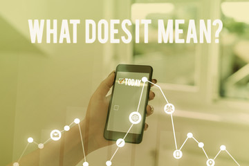 Conceptual hand writing showing What Does It Mean question. Concept meaning intended to communicate...