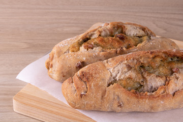 rustic walnut bread with walnuts
