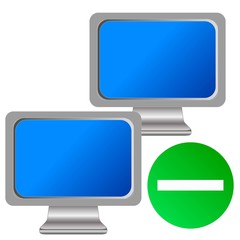 Remove computers from the network group. Vector Icon.