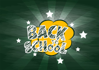 Fototapeta premium School chalkboard with different stuff. Welcome back to school vector card