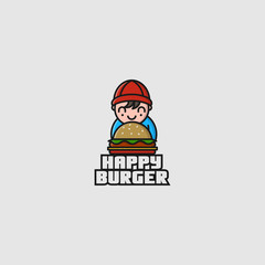 icon logo of child and burger