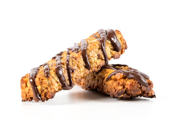 Cereal bars with peanuts and chocolate