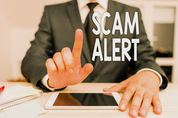Text sign showing Scam Alert. Business photo showcasing unsolicited email that claims the prospect...