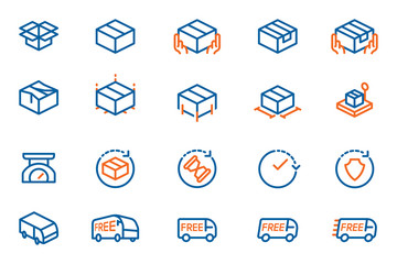 send a goods from the warehouse to the customer's house. Geometric outline icon style.
