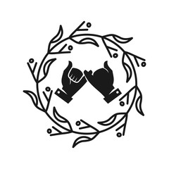 leaf,rotation Commitment Teamwork Together Black Logo