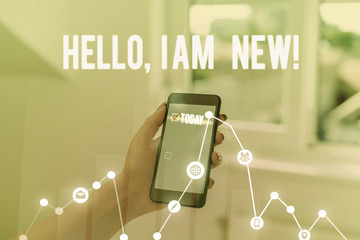 Conceptual hand writing showing Hello I Am New. Concept meaning introducing oneself in a group as...