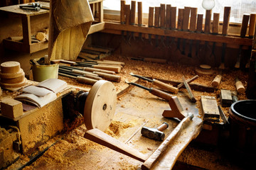 woodwork carpenter craftsman in wood tool sawmill