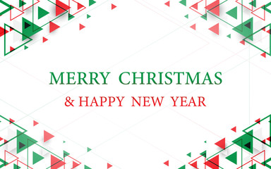 Obraz premium Red and green abstract geometric background. Merry Christmas and Happy New Year postcard