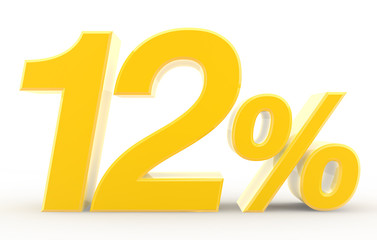 12 percent on white background illustration 3D rendering