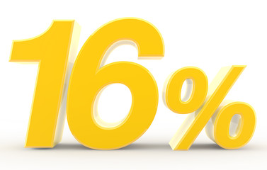 16 percent on white background illustration 3D rendering