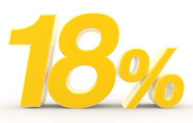 18 percent on white background illustration 3D rendering