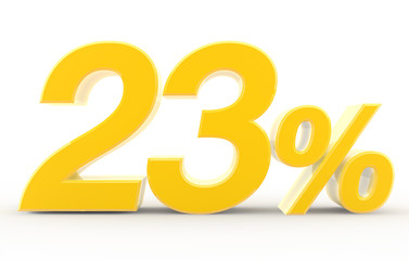 23 percent on white background illustration 3D rendering