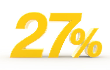 27 percent on white background illustration 3D rendering