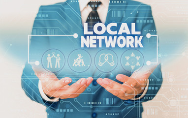 Word writing text Local Network. Business photo showcasing Intranet LAN Radio Waves DSL Boradband...