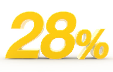 28 percent on white background illustration 3D rendering