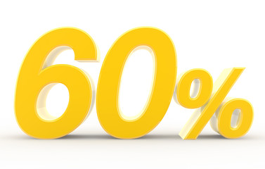 60 percent on white background illustration 3D rendering
