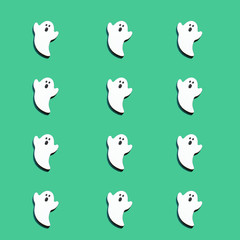 緑バックに白のオバケを沢山並べました