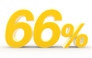 66 percent on white background illustration 3D rendering