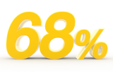 68 percent on white background illustration 3D rendering