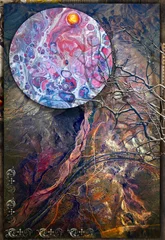 Foto auf Acrylglas Phantasie Hintergrund mit abstrakter Landschaft mit verzaubertem Baum