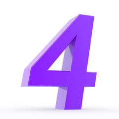 Obraz premium Number 4 purple collection on white background illustration 3D rendering