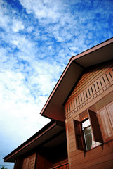 roof of an old building or traditional Thai house