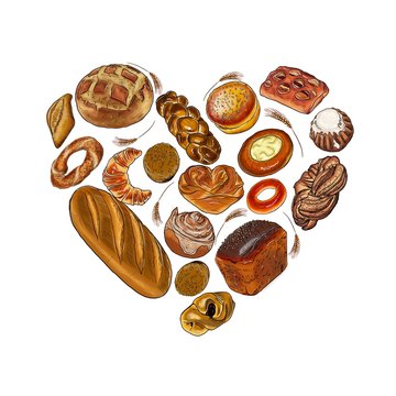 set of cakes and pastries isolated on white © татьяна иванова