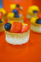 Mini fruit tartlets with fresh berry fruit