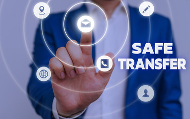 Handwriting text Safe Transfer. Conceptual photo Wire Transfers electronically Not paper based Transaction