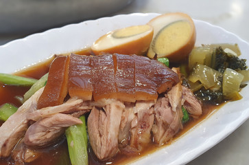 Thai Delicacy - This food is serve with pork leg, egg, veges and rice.  Very famous among the Asian