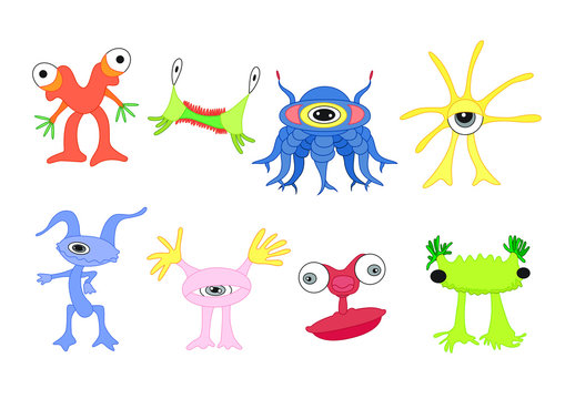 monster character design on white background illustration vector  Cute monsters in many colors toy kids